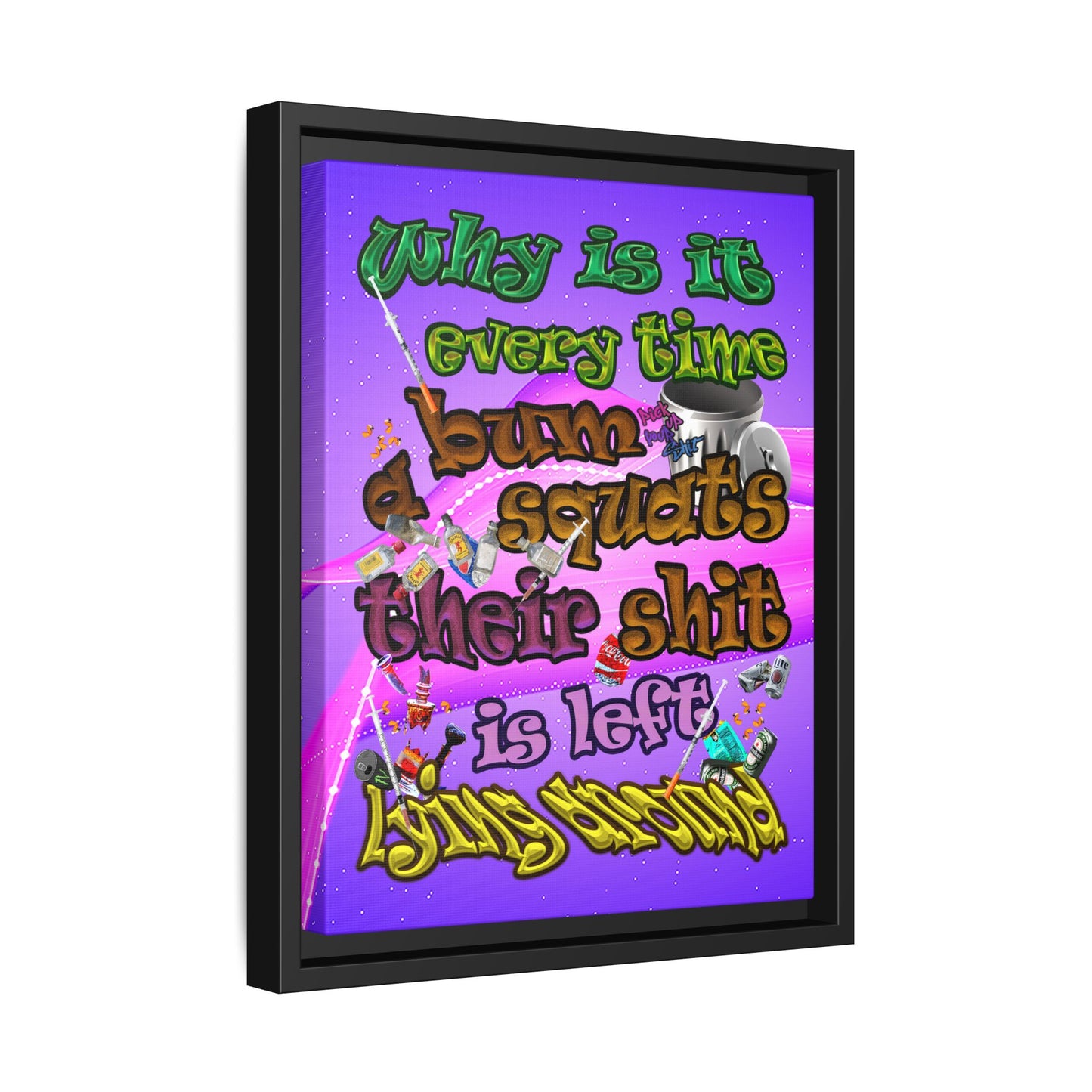 the bum's shit - framed canvas art (purple-pink wave)