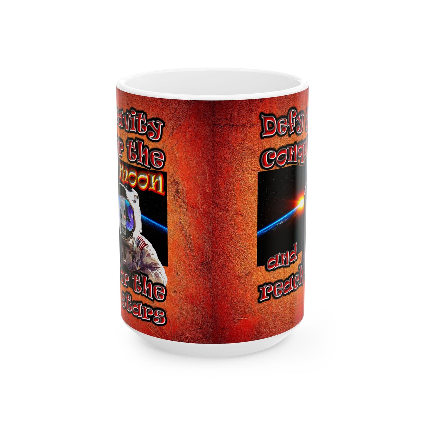 defy conquer reach - White Mug (burnt orange)