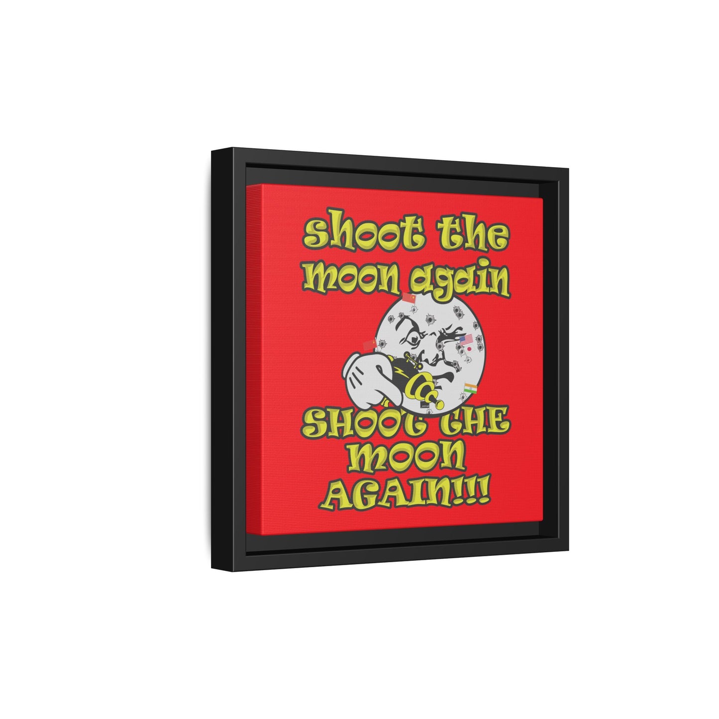 shoot the moon again - framed canvas art (red)