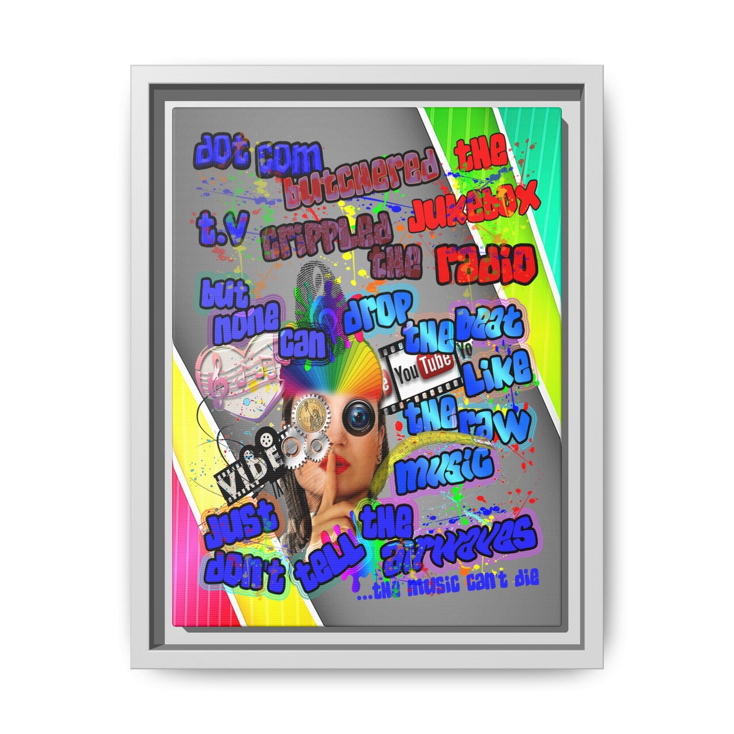 drop the beat - framed canvas art (rainbow split)