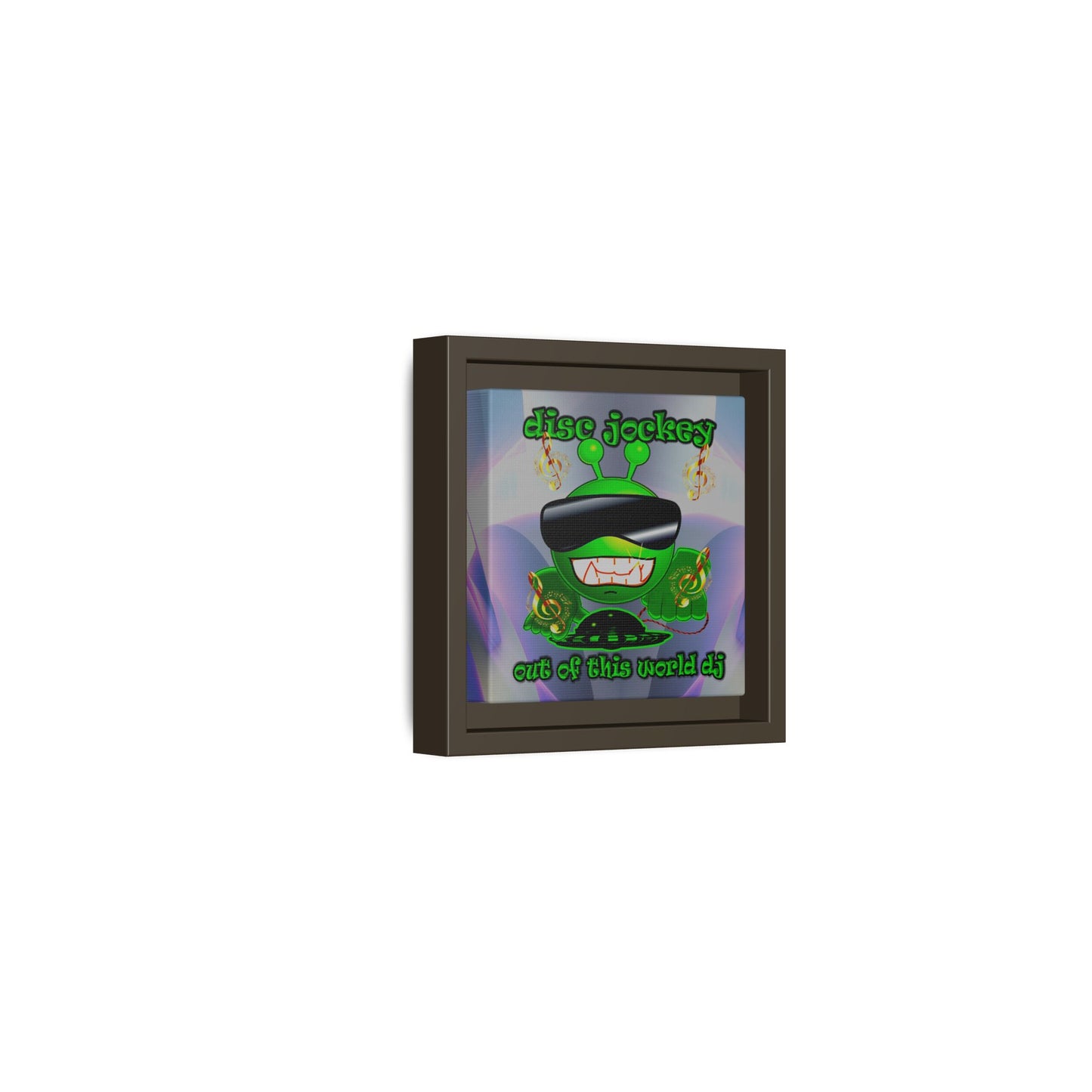disc jockey - framed canvas art (grey-pink wave)