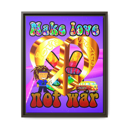love peace - framed canvas art (purple-pink wave)