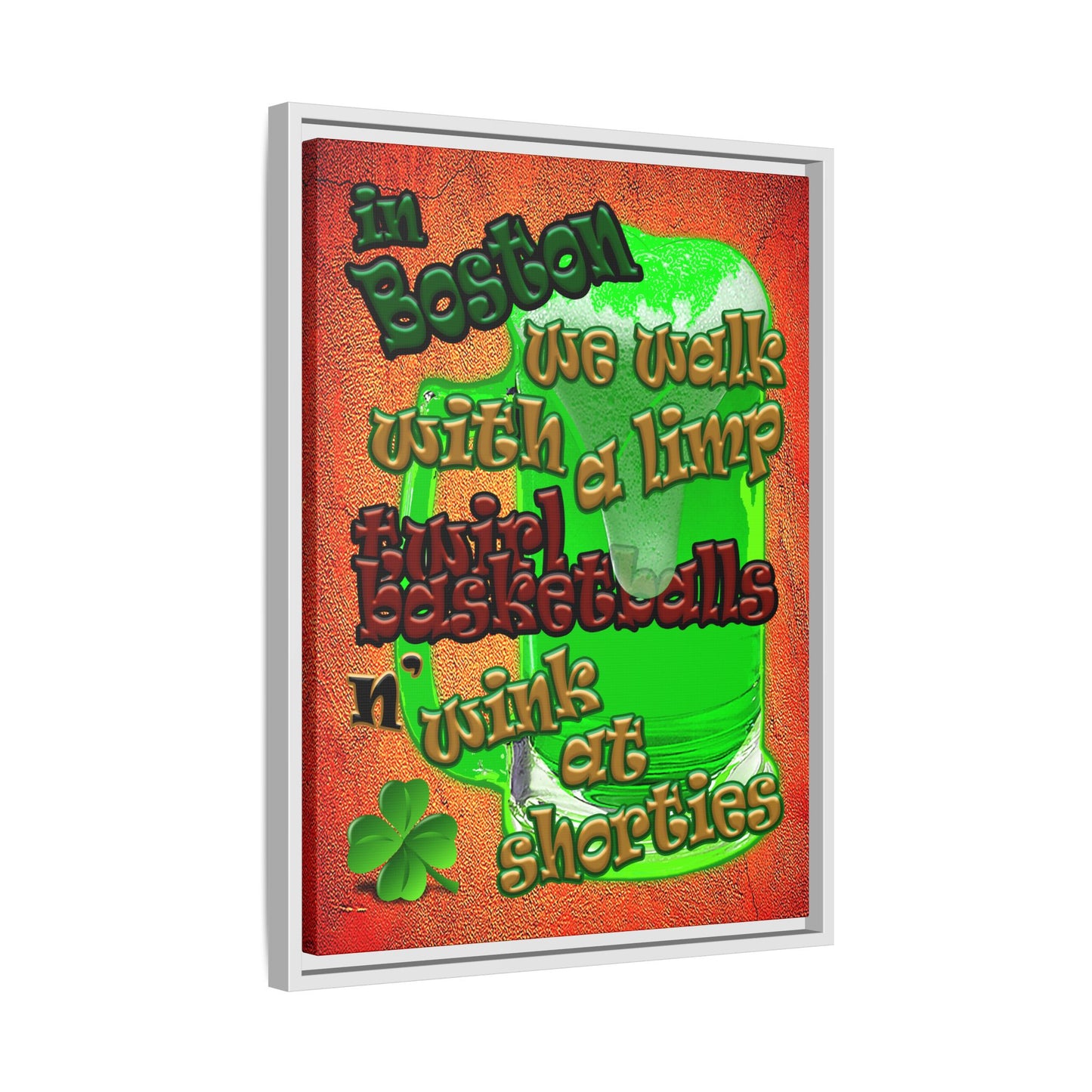 celtics logo - framed canvas art (burnt orange)