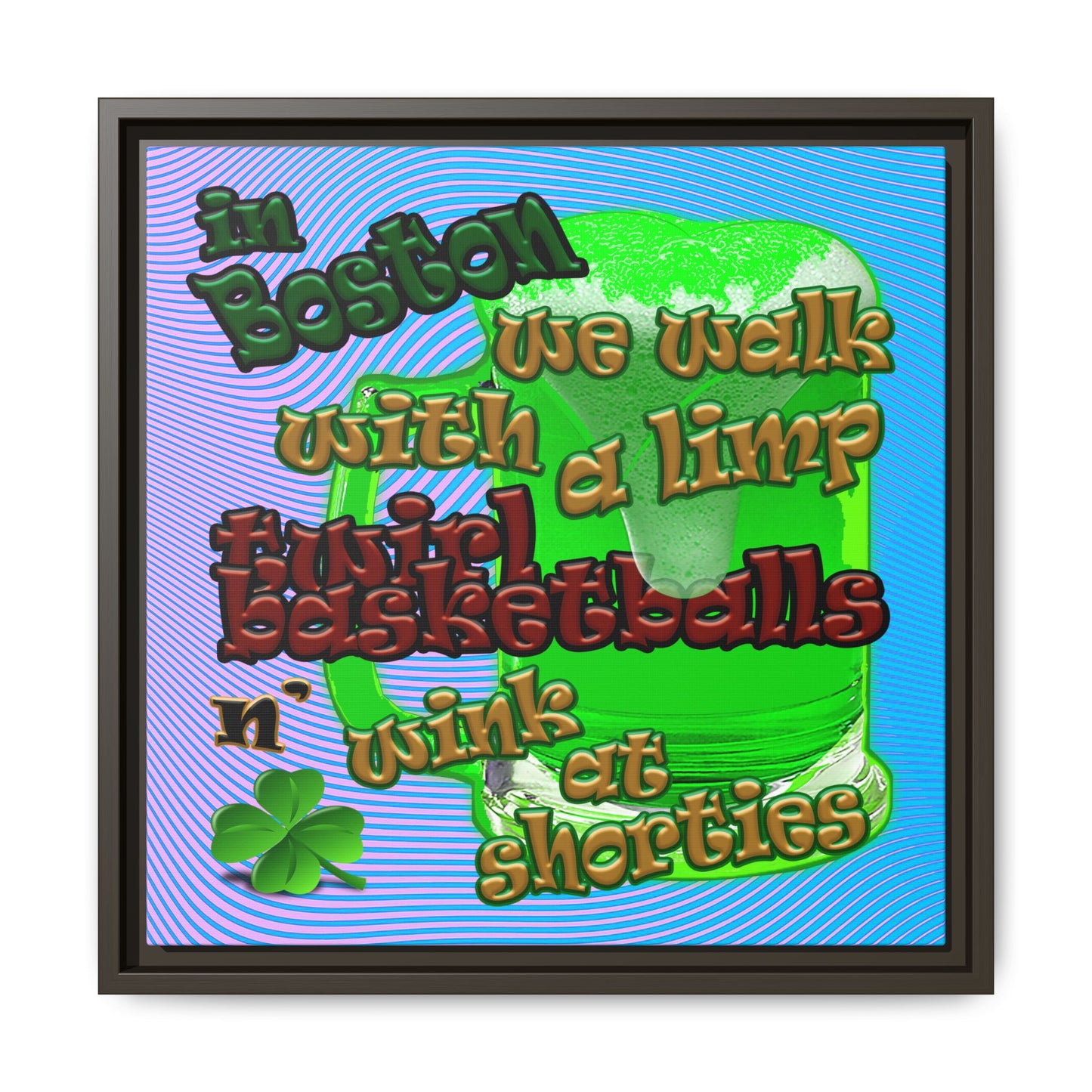 celtics logo - framed canvas art (light blue-purple wave)