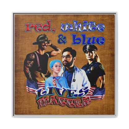 rw&b lives matter - framed canvas art (brown papyrus)