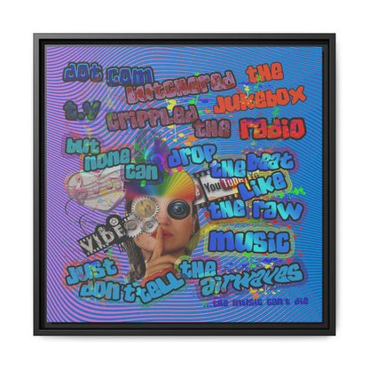 drop the beat - framed canvas art (light blue-purple wave)