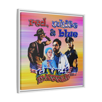 rw&b lives matter - framed canvas art (color blur)
