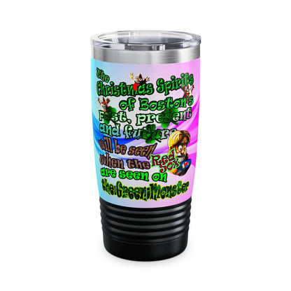 christmas spirits of boston - Ringneck Tumbler, 20oz (light blue-pink wave)