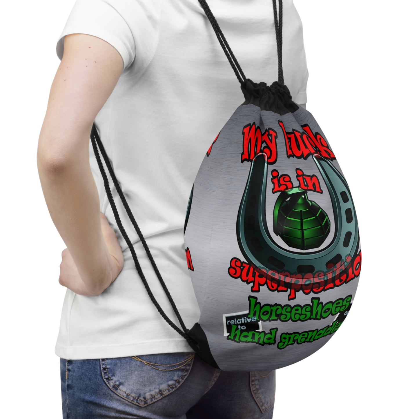 my luck - Drawstring Bag (brushed nickel)