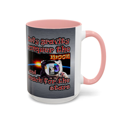 defy conquer reach - Accent Mug (brushed nickel)