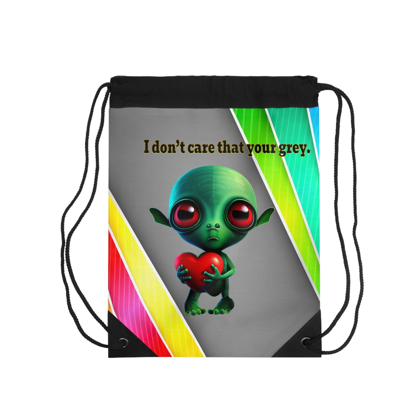 I don't care that your grey - Drawstring Bag (rainbow split)