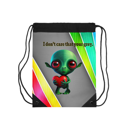 I don't care that your grey - Drawstring Bag (rainbow split)