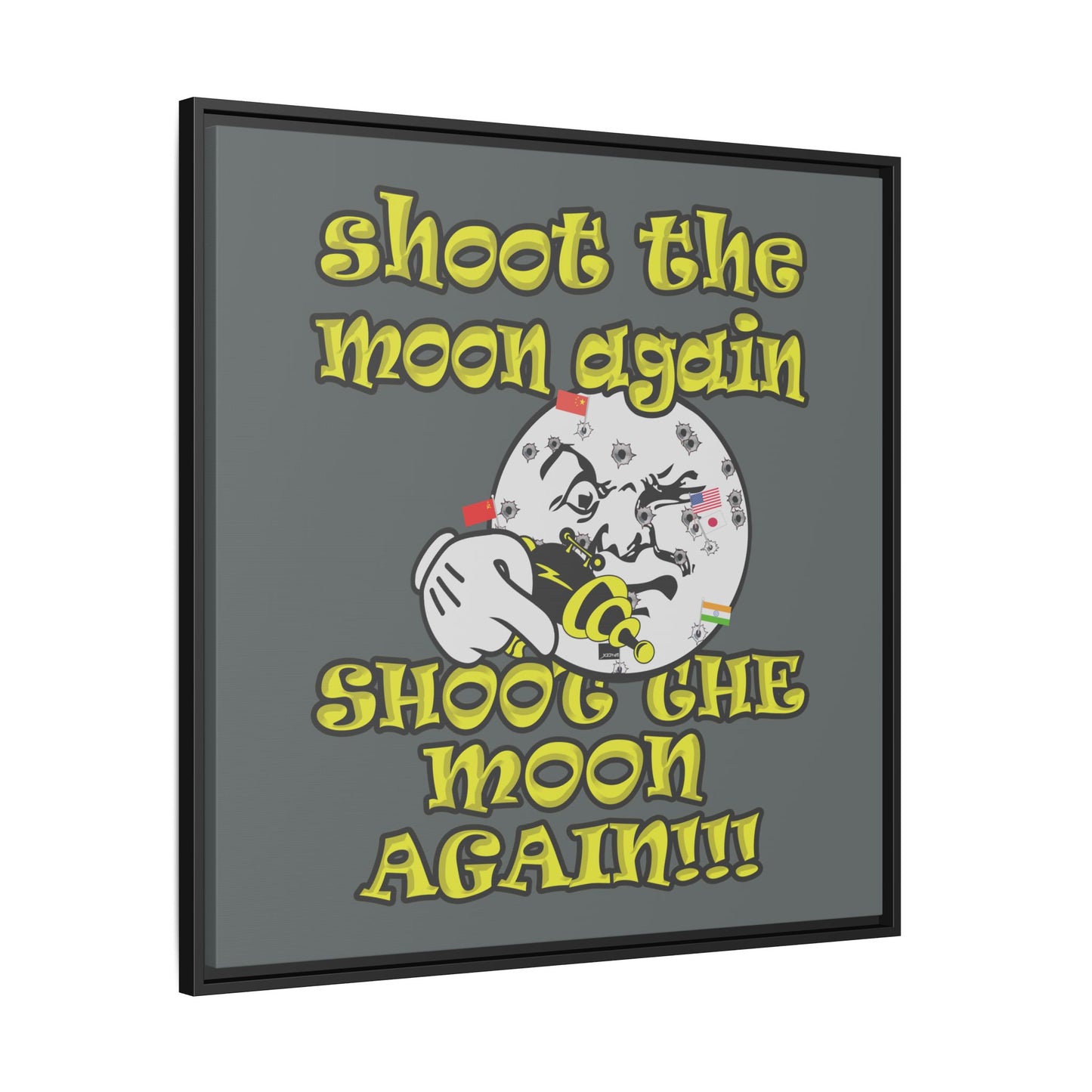 shoot the moon again - framed canvas art (dark grey)