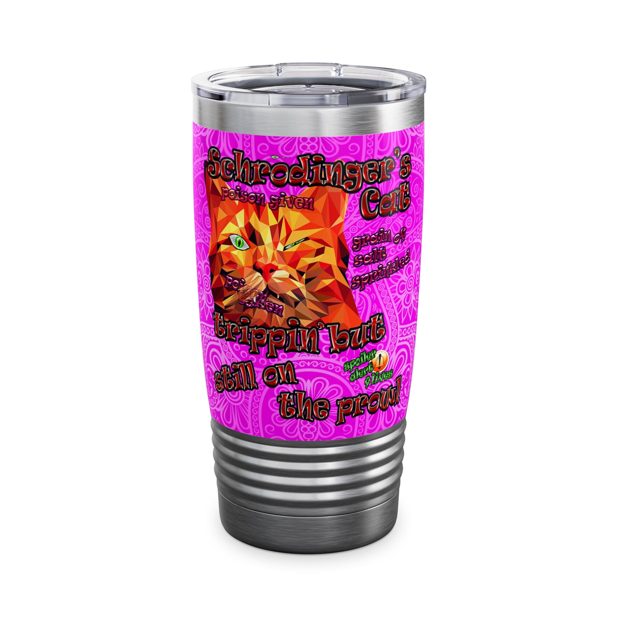 schrodinger's cat - Ringneck Tumbler, 20oz (pink swirl)