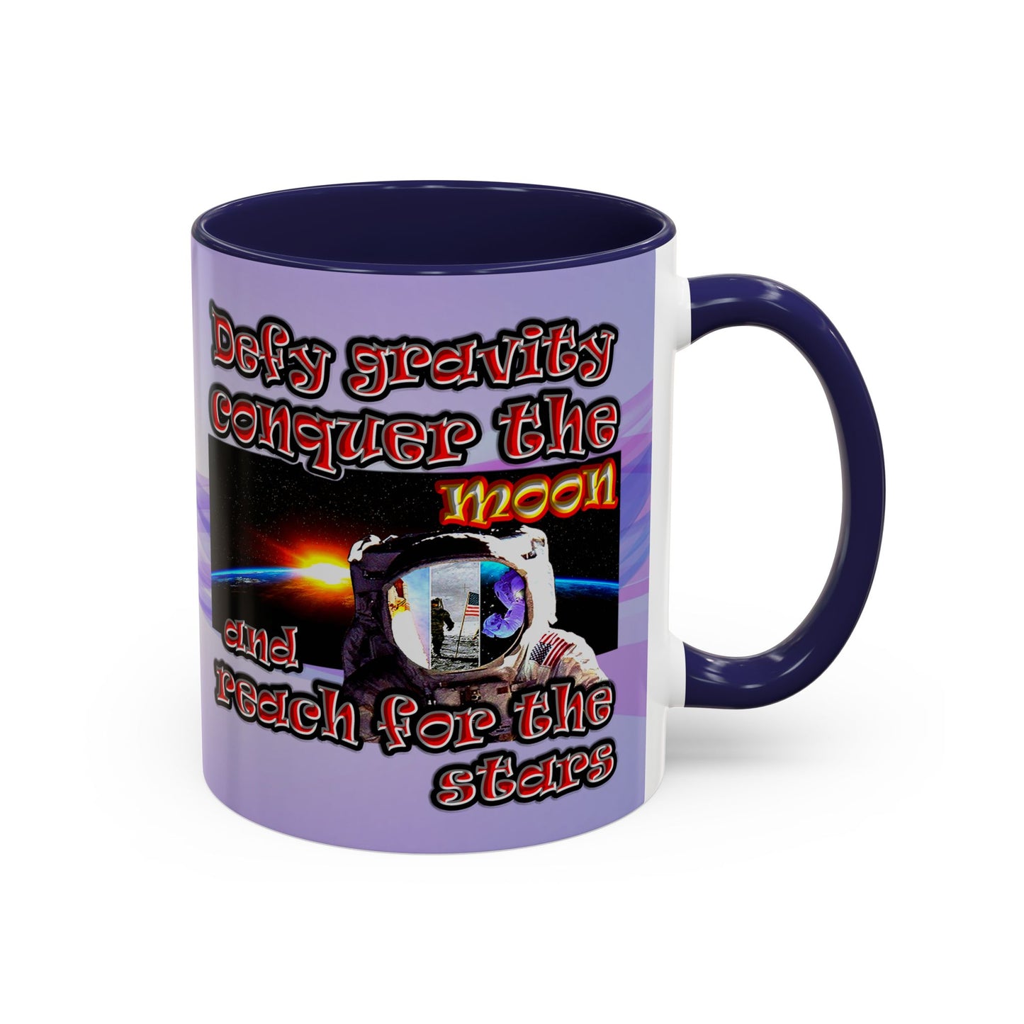defy conquer reach - Accent Mug (light blue-pink wave)