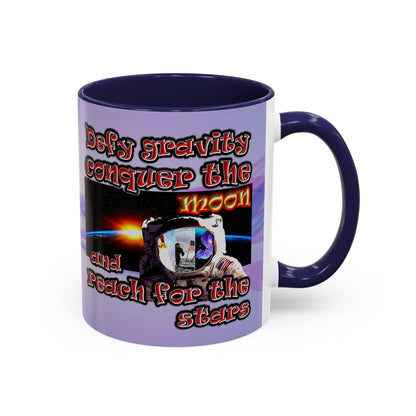 defy conquer reach - Accent Mug (light blue-pink wave)