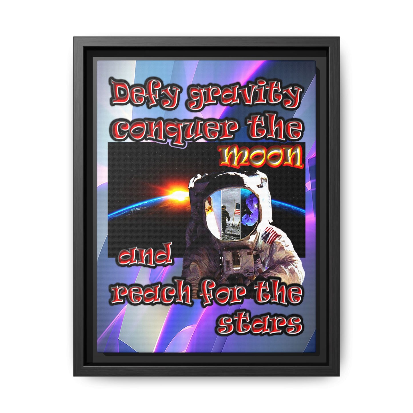 defy conquer reach - framed canvas art (grey-pink wave)
