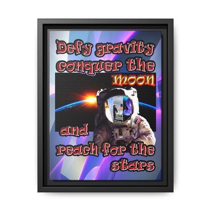 defy conquer reach - framed canvas art (grey-pink wave)