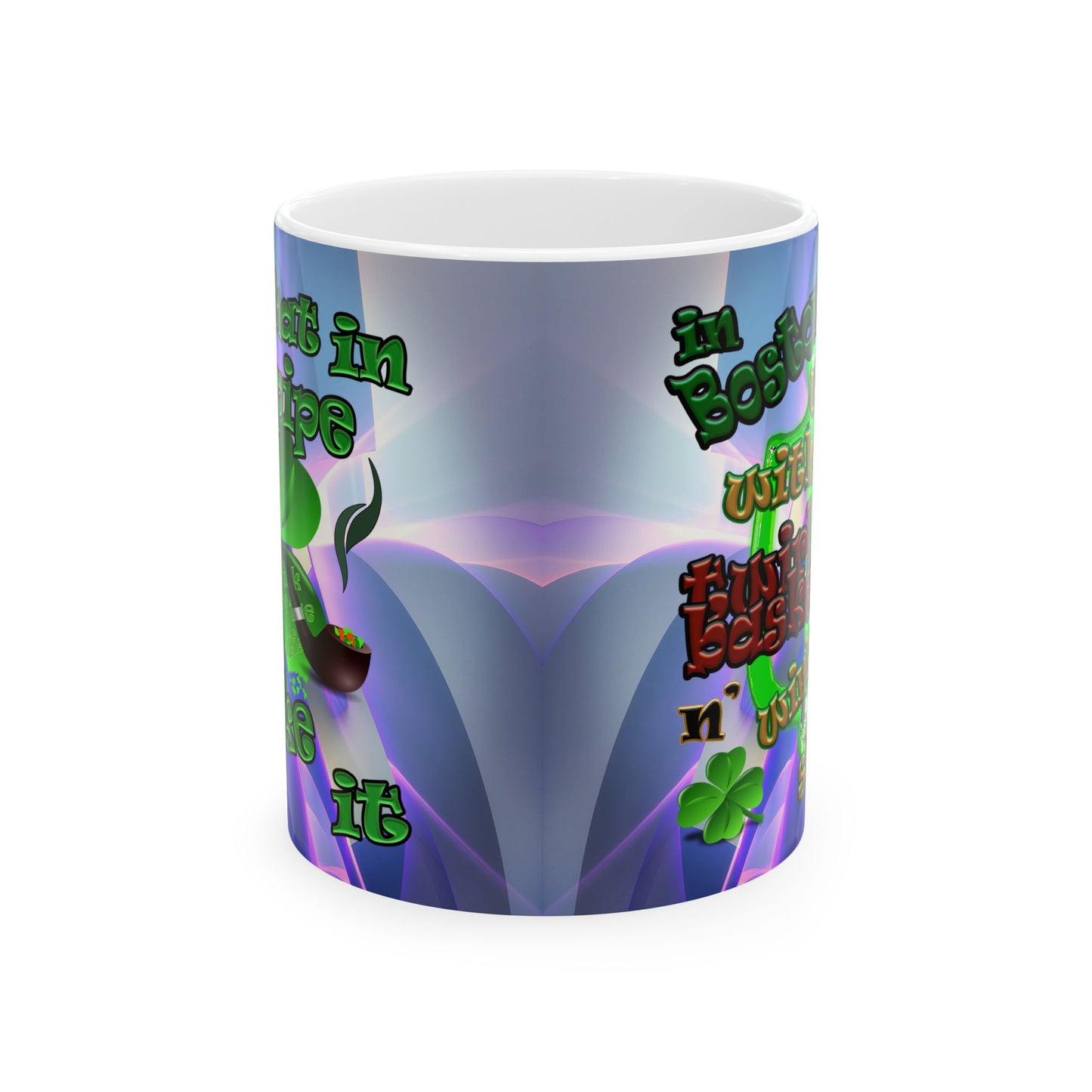 celtics logo - White Mug (grey-pink wave)