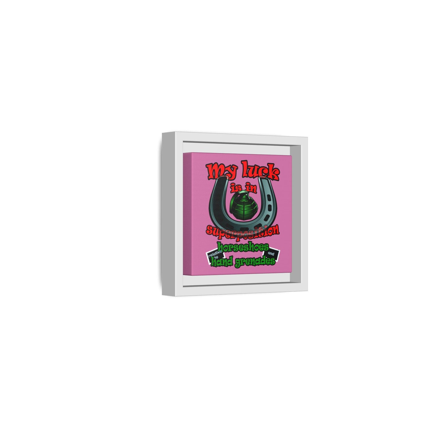 my luck - framed canvas art (light pink)