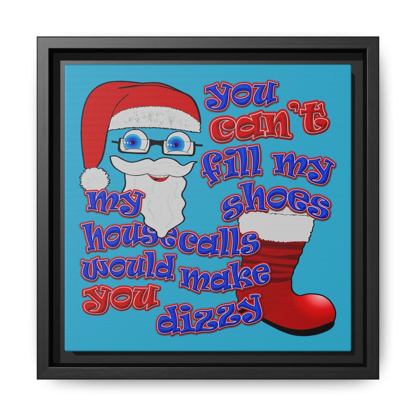 santa's shoes - framed canvas art (turquoise)
