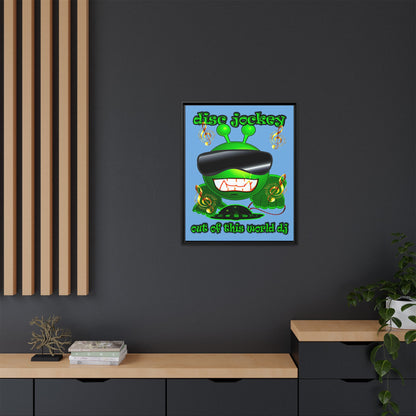 disc jockey - framed canvas art (light blue)