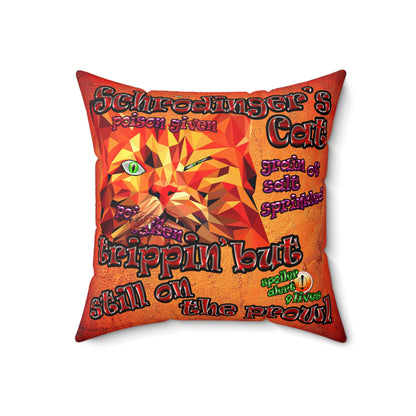 schrodinger's cat - Faux Suede Square Pillow - (burnt orange)