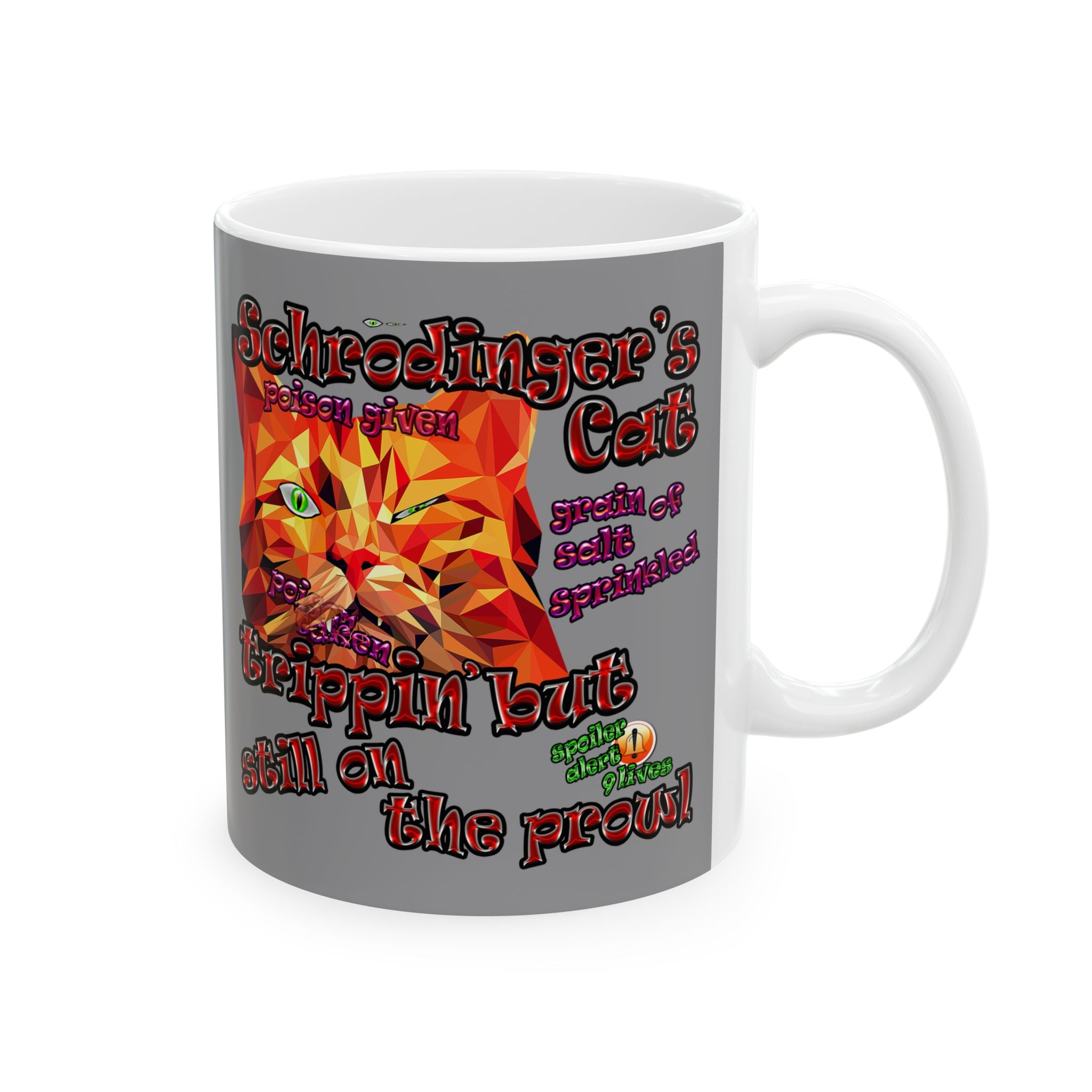 schrodinger's cat - White Mug (grey)