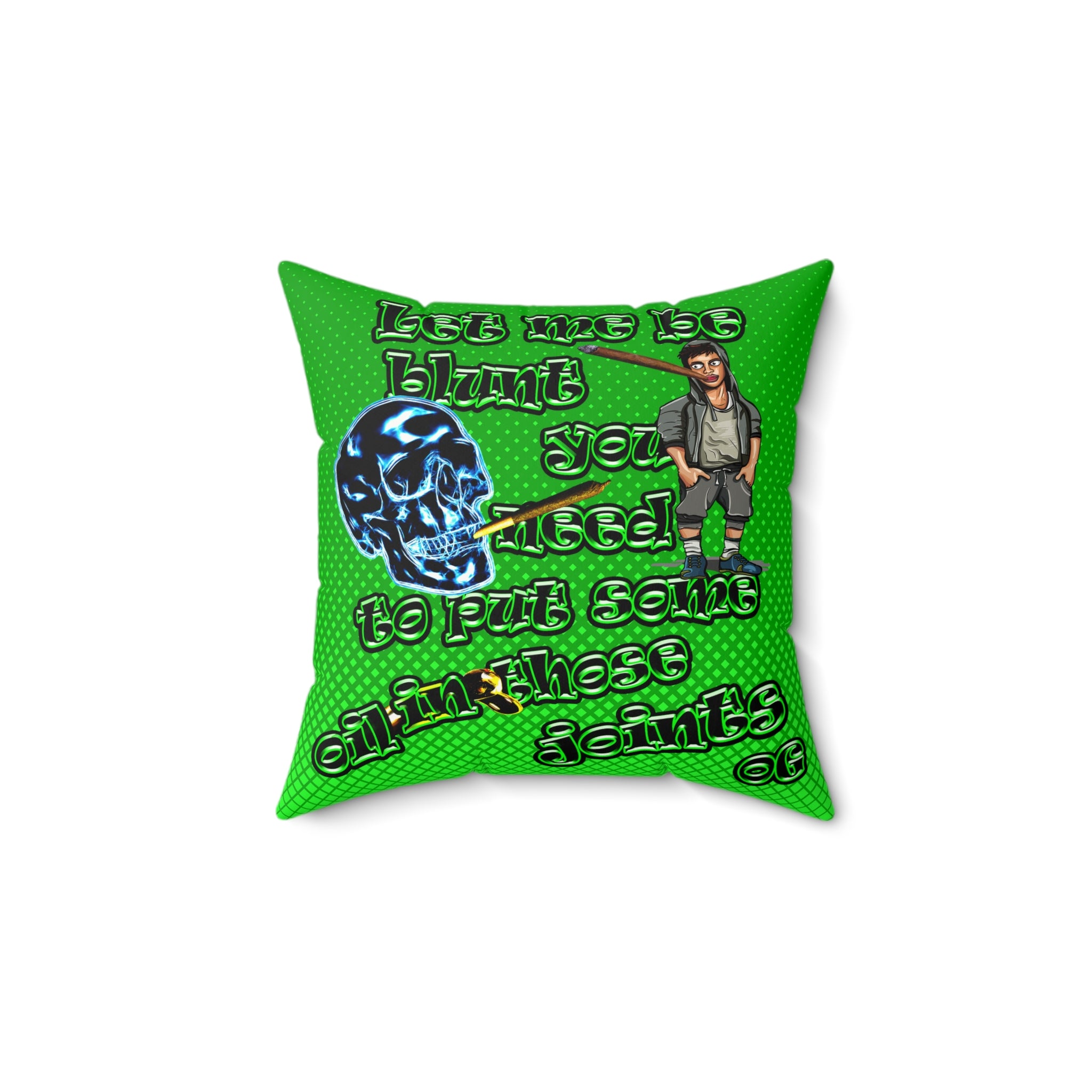 og - Faux Suede Square Pillow - (logo green)