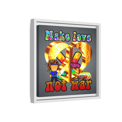 love peace - framed canvas art (grey-light grey)