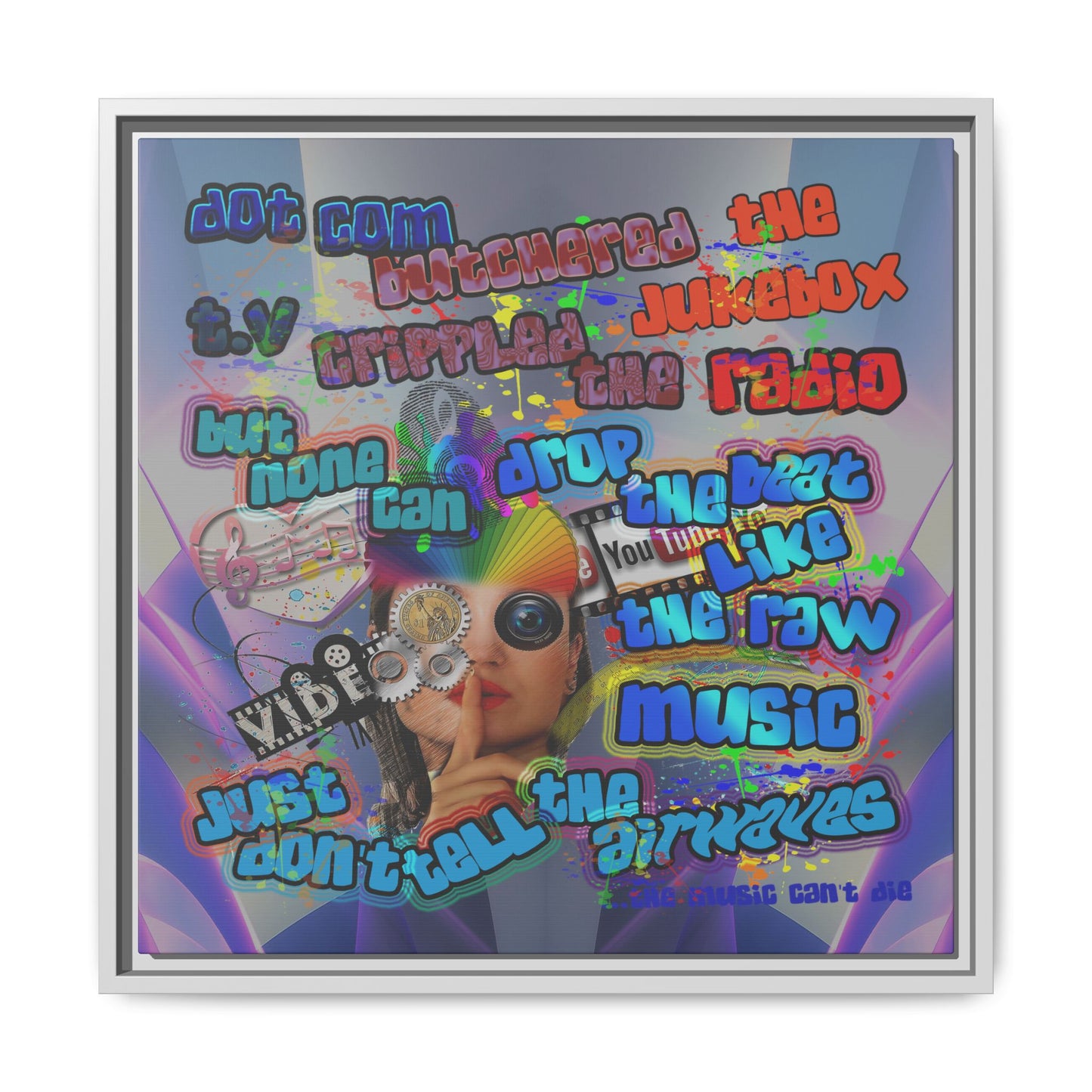 drop the beat - framed canvas art (grey-pink wave)