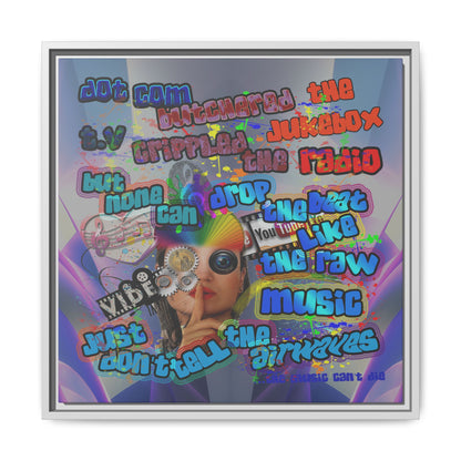 drop the beat - framed canvas art (grey-pink wave)