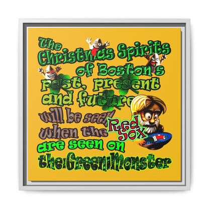 christmas spirits of boston - framed canvas art (yellow)