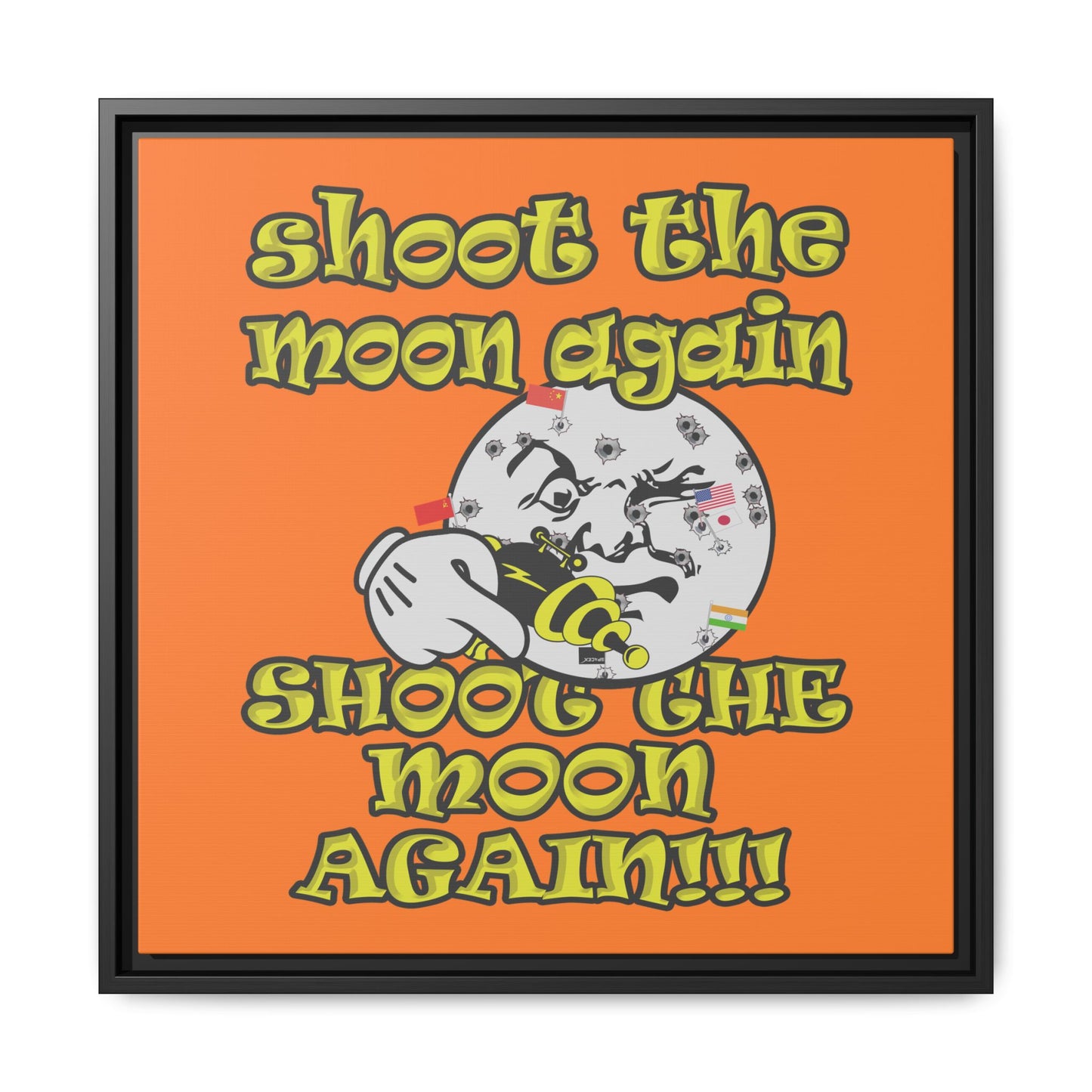 shoot the moon again - framed canvas art (crusta)