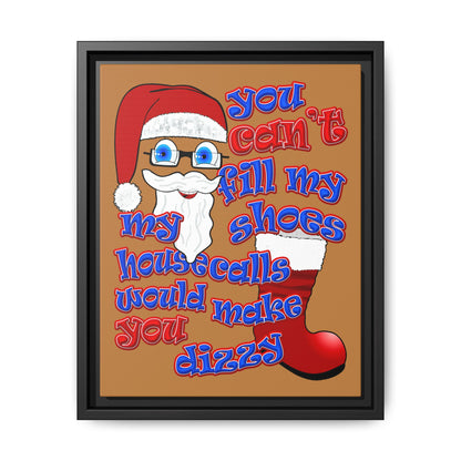 santa's shoes - framed canvas art (light brown)