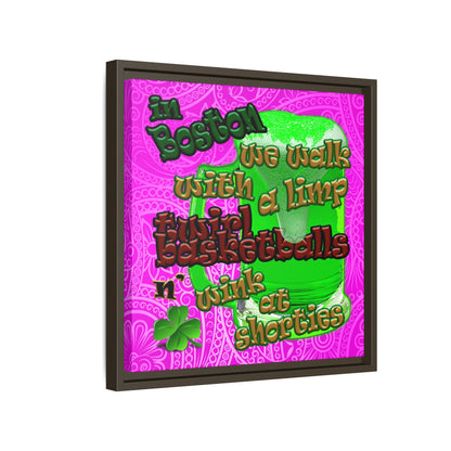 celtics logo - framed canvas art (pink swirl)