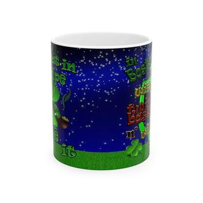 celtics logo - White Mug ('snoops' background)