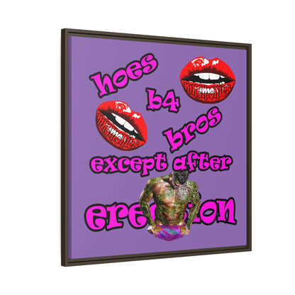 hoes b4 bros - framed canvas art (light purple)