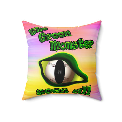 green monster - Spun Polyester Square Pillow - (color blur)
