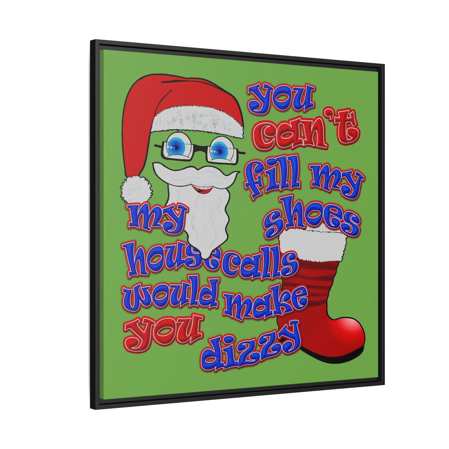 santa's shoes - framed canvas art (green)