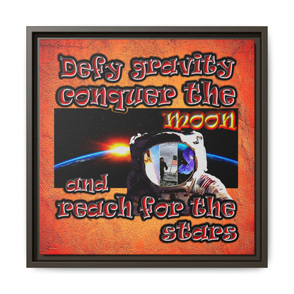 defy conquer reach - framed canvas art (burnt orange)