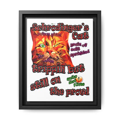 schrodinger's cat - framed canvas art (white)