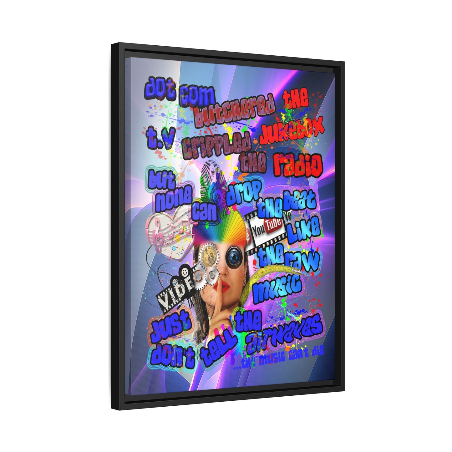 drop the beat - framed canvas art (grey-pink wave)