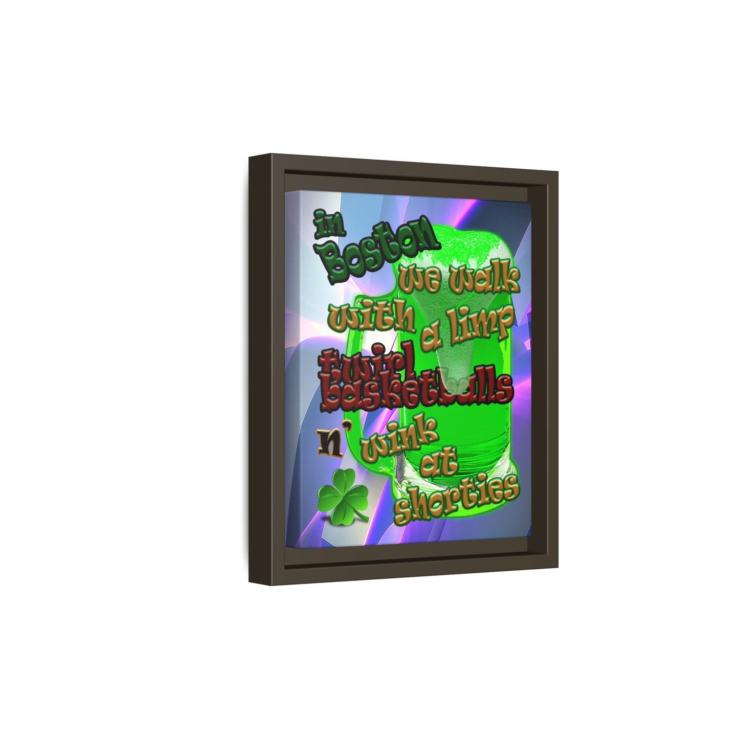 celtics logo - framed canvas art (grey-pink wave)