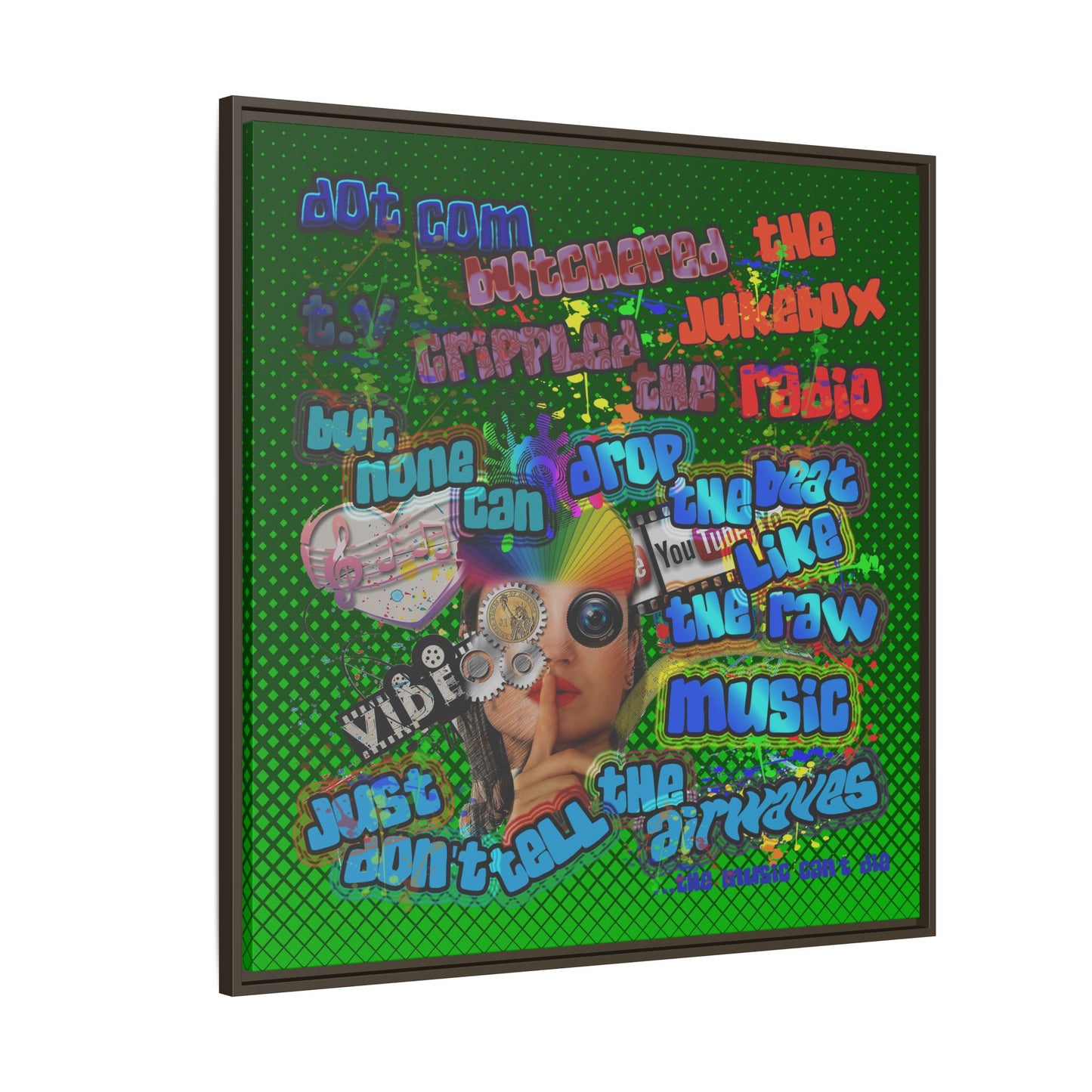 drop the beat - framed canvas art (logo green)