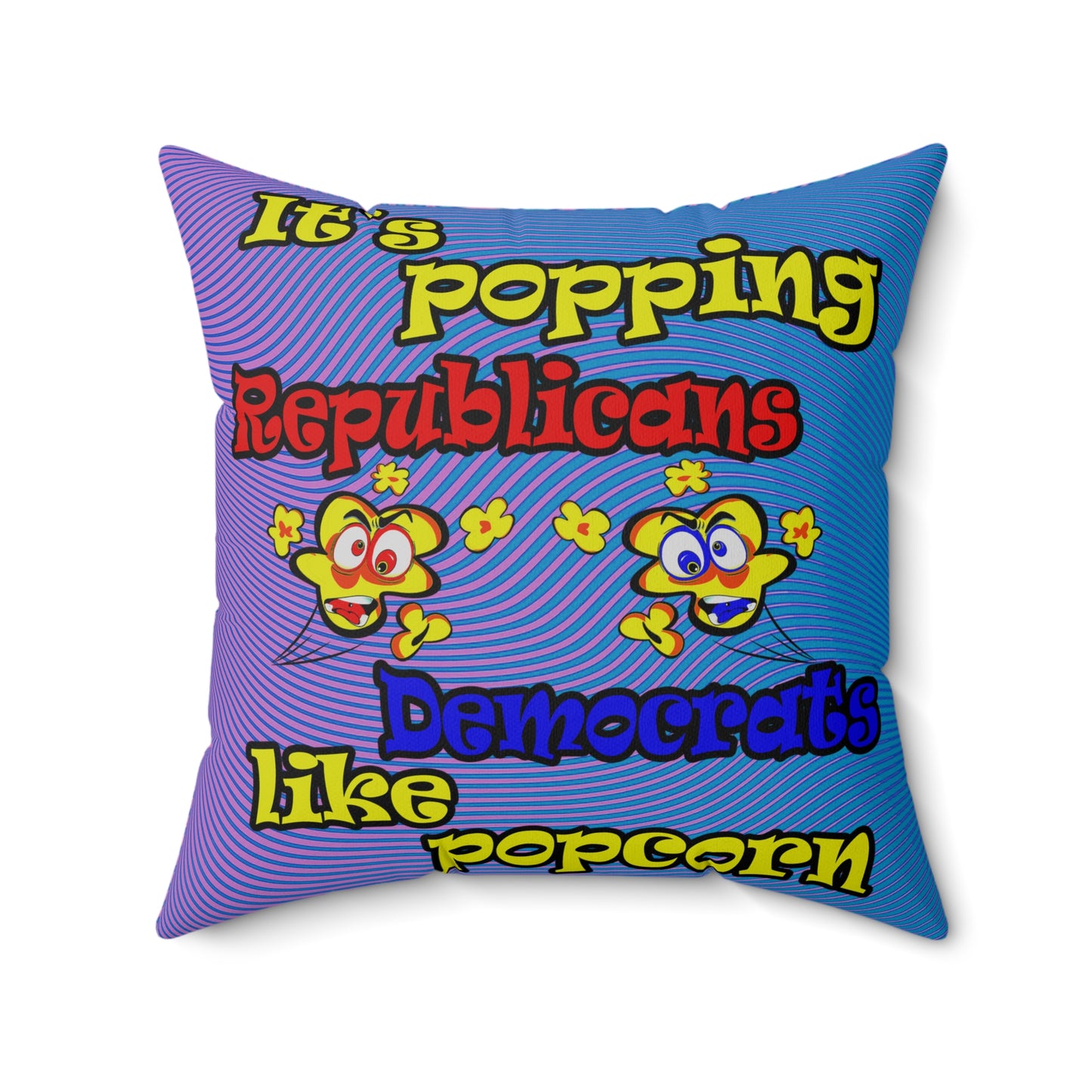 popping like popcorn - Spun Polyester Square Pillow - (light blue-purple wave)