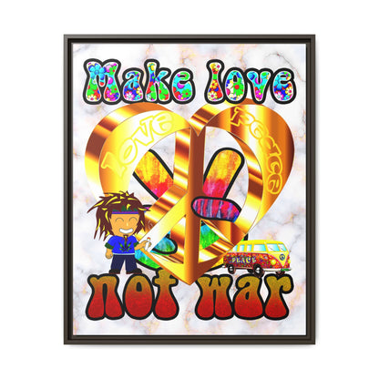 love peace - framed canvas art (white marble)