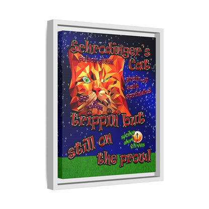 schrodinger's cat - framed canvas art ('snoops' background)