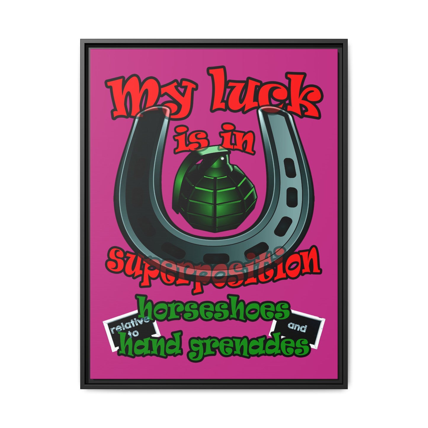 my luck - framed canvas art (pink)