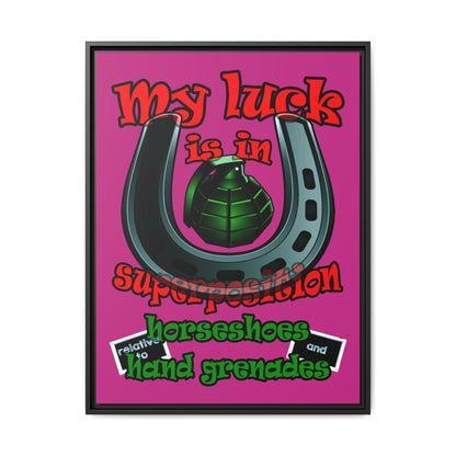 my luck - framed canvas art (pink)